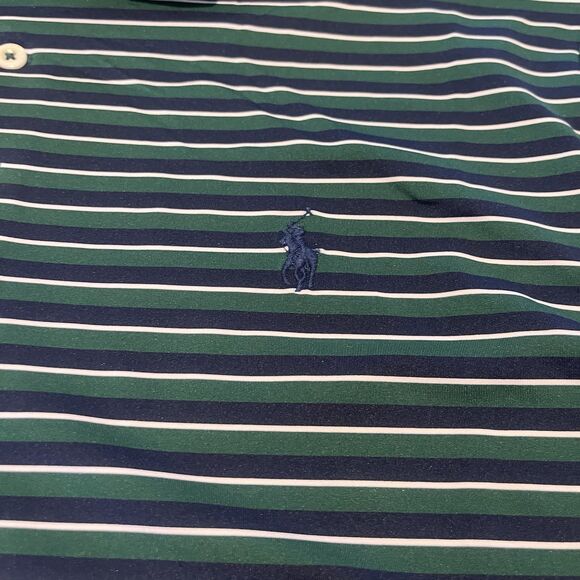 Polo Ralph Lauren Polo Shirt Mens L. Performance Green Black Striped Pony NWT - Picture 3 of 8